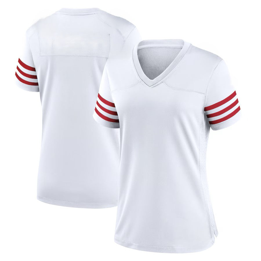 Custom Women's 49ers Red/White Exact Replica Football Jersey