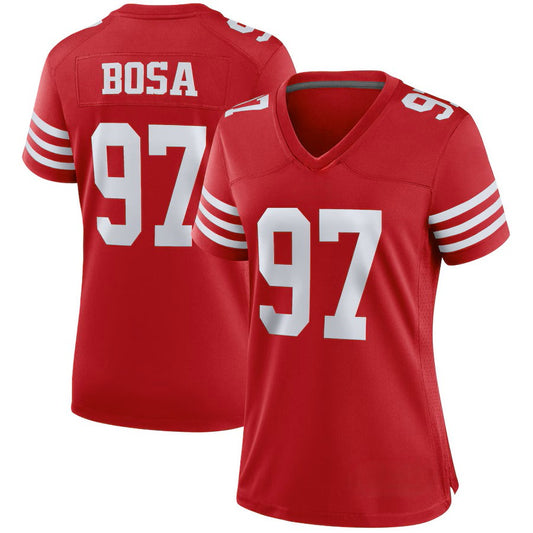 Custom Women's 49ers Red/White Exact Replica Football Jersey