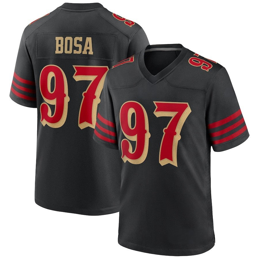 Custom Men's 49ers Black 2025 Rivalries Collection Exact Replica Football Jersey