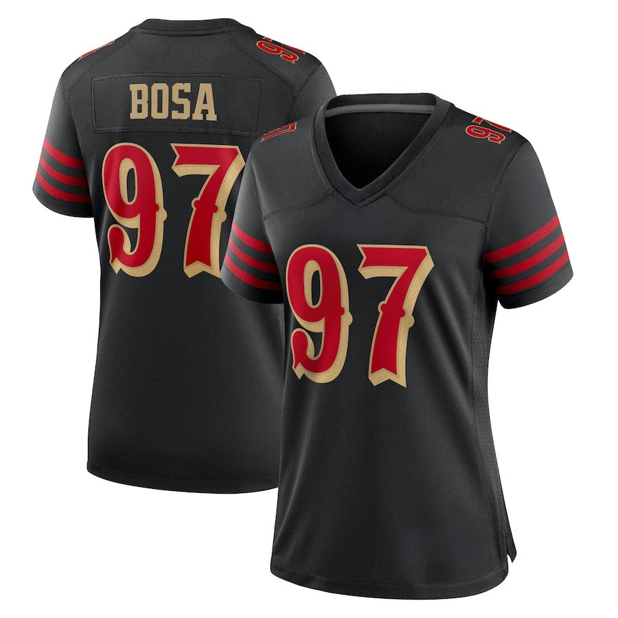 Custom Women's 49ers Black 2025 Rivalries Collection Exact Replica Football Jersey