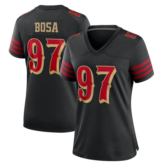 Custom Women's 49ers Black 2025 Rivalries Collection Exact Replica Football Jersey