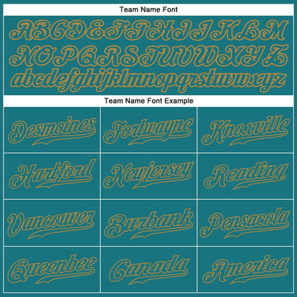 Custom Teal Teal-Old Gold Authentic Baseball Jersey