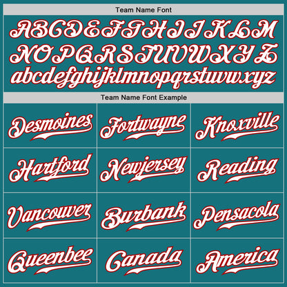 Custom Teal White Pinstripe White-Red Authentic Baseball Jersey