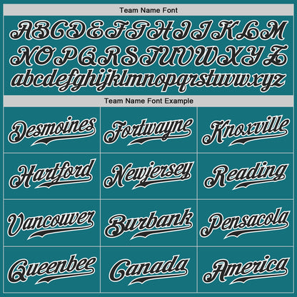 Custom Teal Black Pinstripe Black-White Authentic Baseball Jersey