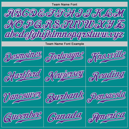 Custom Aqua Purple-White Authentic Baseball Jersey