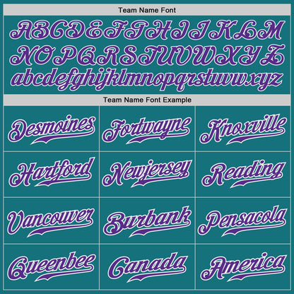 Custom Teal Purple-White Authentic Baseball Jersey