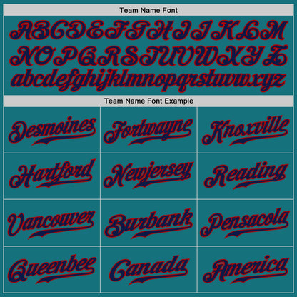Custom Teal Navy-Red Authentic Baseball Jersey