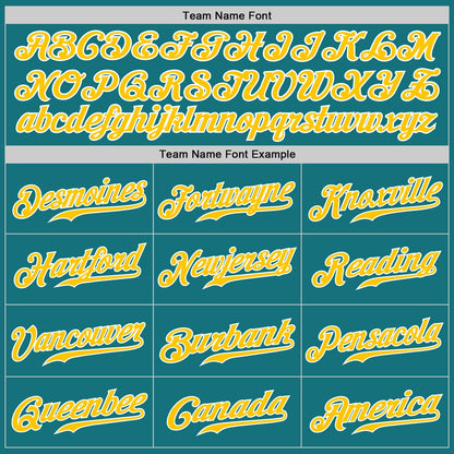 Custom Teal Gold-White Authentic Baseball Jersey