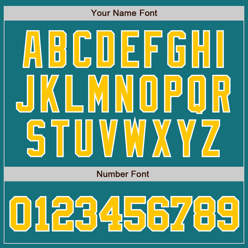Custom Teal Gold-White Authentic Baseball Jersey