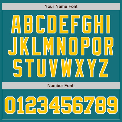 Custom Teal Gold-White Authentic Baseball Jersey