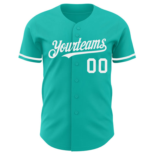 Custom Aqua White Authentic Baseball Jersey