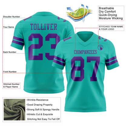 Custom Aqua Purple Mesh Authentic Football Jersey