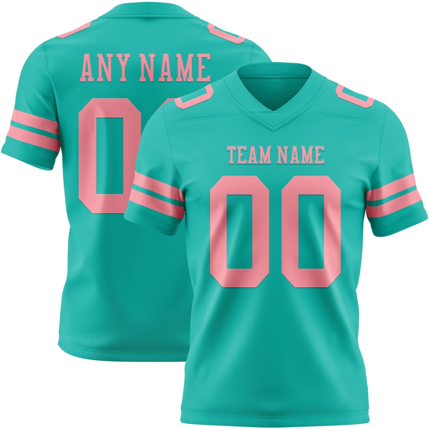 Custom Aqua Medium Pink Mesh Authentic Football Jersey