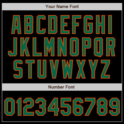 Custom Black Kelly Green-Orange 3 Colors Arm Shapes Authentic Baseball Jersey