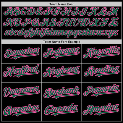Custom Black Kelly Green-Pink 3 Colors Arm Shapes Authentic Baseball Jersey