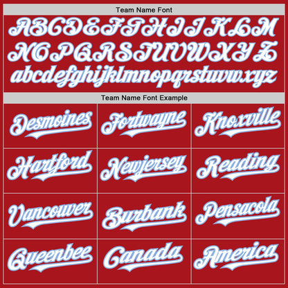 Custom Red White-Light Blue 3 Colors Arm Shapes Authentic Baseball Jersey