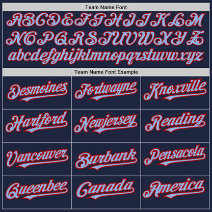 Custom Navy Light Blue-Red 3 Colors Arm Shapes Authentic Baseball Jersey