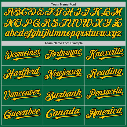 Custom Kelly Green Yellow-Black 3 Colors Arm Shapes Authentic Baseball Jersey