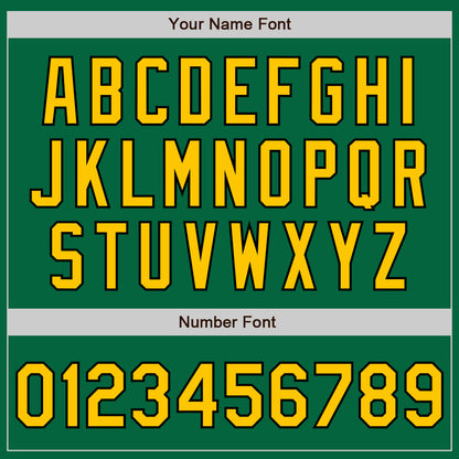Custom Kelly Green Yellow-Black 3 Colors Arm Shapes Authentic Baseball Jersey