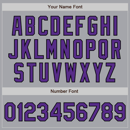 Custom Gray Purple-Black 3 Colors Arm Shapes Authentic Baseball Jersey