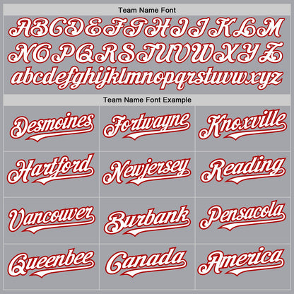 Custom Gray White-Red 3 Colors Arm Shapes Authentic Baseball Jersey