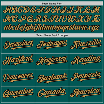 Custom Midnight Green Old Gold-Black 3 Colors Arm Shapes Authentic Baseball Jersey
