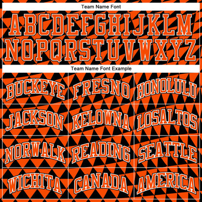 Custom Orange White-Black Triangle Shapes Round Neck Sublimation Basketball Suit Jersey
