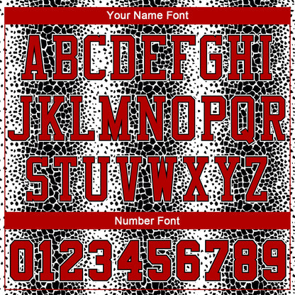 Custom Black Red-White Animal Fur Print Round Neck Sublimation Basketball Suit Jersey