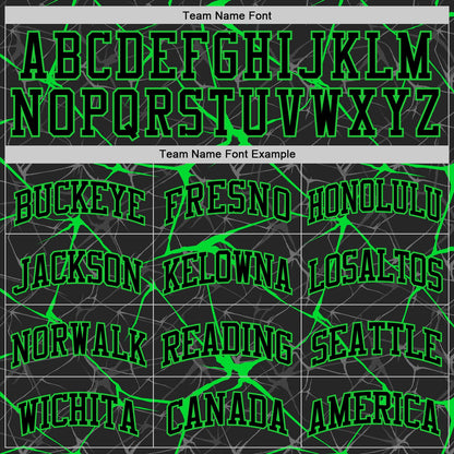 Custom Black Neon Green Abstract Network Round Neck Sublimation Basketball Suit Jersey