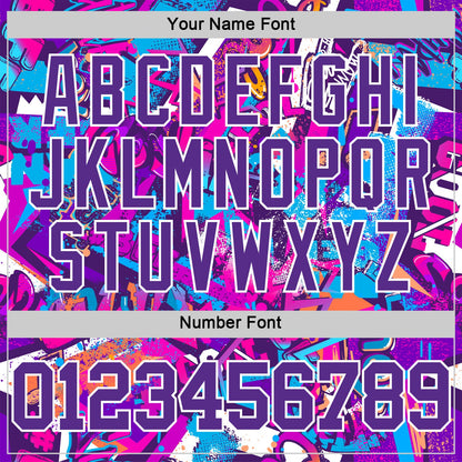 Custom Graffiti Pattern Purple-White Splash Round Neck Sublimation Basketball Suit Jersey