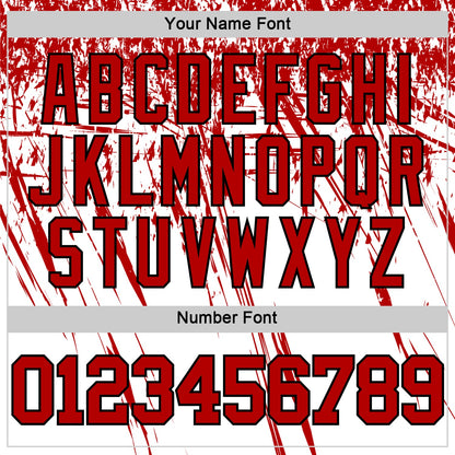 Custom White Red-Black Splash Round Neck Sublimation Basketball Suit Jersey