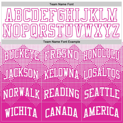 Custom White Deep Pink Gradient Square Shapes Round Neck Sublimation Basketball Suit Jersey