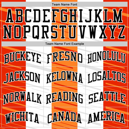 Custom White Black-Orange Line Round Neck Sublimation Basketball Suit Jersey