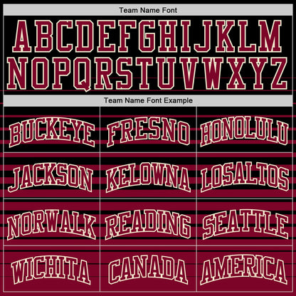 Custom Black Maroon-Cream Pinstripe Fade Fashion Round Neck Sublimation Basketball Suit Jersey