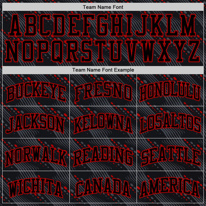 Custom Black Red Slant Lines Round Neck Sublimation Basketball Suit Jersey