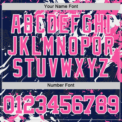 Custom Navy Pink-White Fluid Art Round Neck Sublimation Basketball Suit Jersey