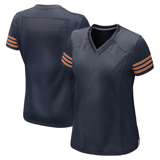 Custom Women's Bears Navy/White/Orange Exact Replica Football Jersey