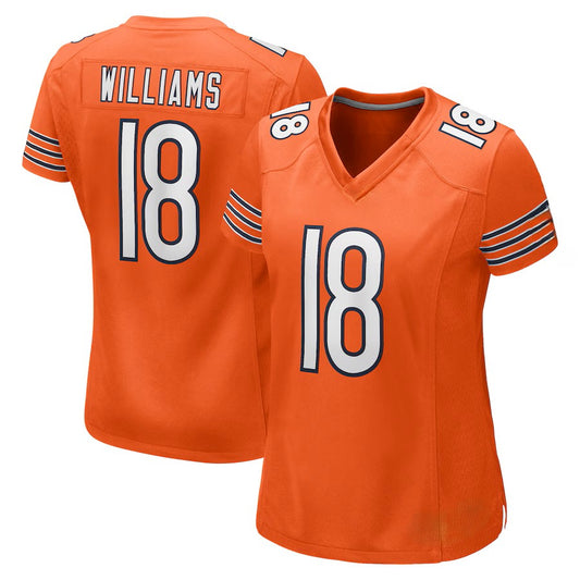 Custom Women's Bears Navy/White/Orange Exact Replica Football Jersey