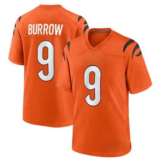 Custom Men's Bengals Black/White/Orange Exact Replica Football Jersey