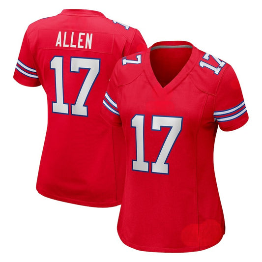 Custom Women's Bills Royal/White/Red Exact Replica Football Jersey