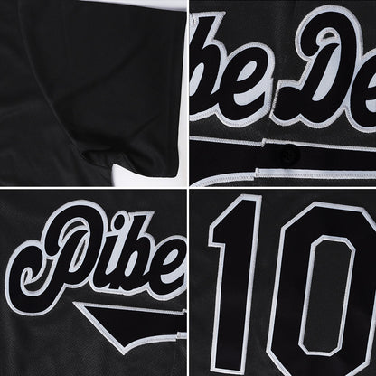 Custom Black White-Orange Authentic Baseball Jersey