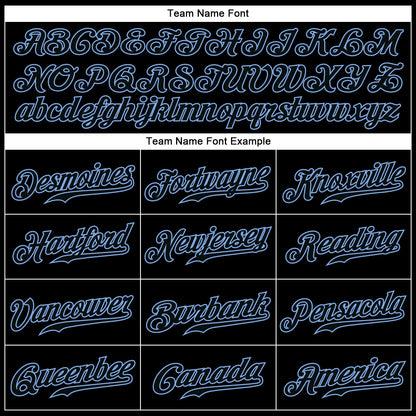 Custom Black Black-Light Blue Authentic Baseball Jersey