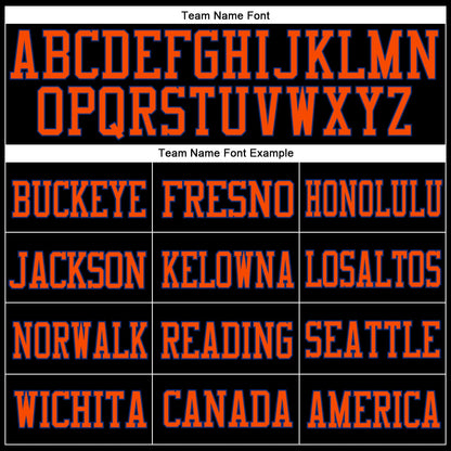 Custom Black Royal-Orange Mesh Authentic Football Jersey