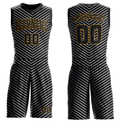 Custom Black Black-Gray Round Neck Sublimation Basketball Suit Jersey