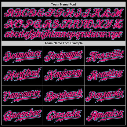 Custom Black Light Blue Pinstripe Hot Pink-Light Blue Authentic Baseball Jersey
