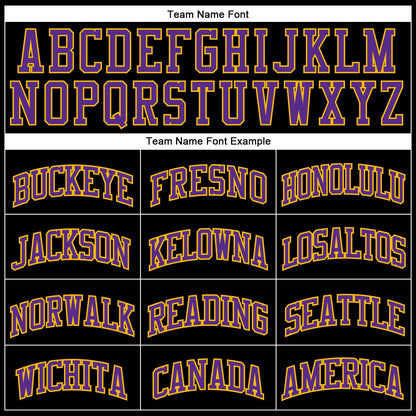 Custom Black Gold Pinstripe Purple-Gold Authentic Basketball Jersey