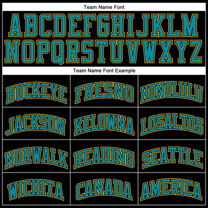 Custom Black Teal Pinstripe Teal-Gold Authentic Basketball Jersey