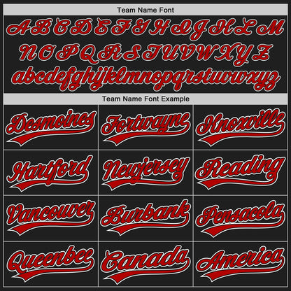 Custom Black Red Pinstripe Red-White Authentic Baseball Jersey