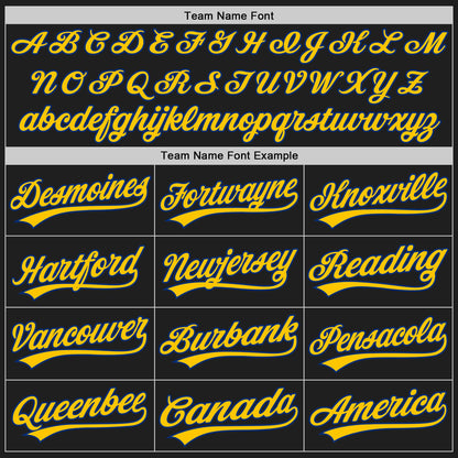 Custom Black Royal Pinstripe Royal-Yellow Authentic Baseball Jersey