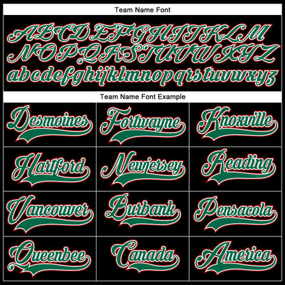 Custom Black Kelly Green-Red Hockey Lace Neck Jersey